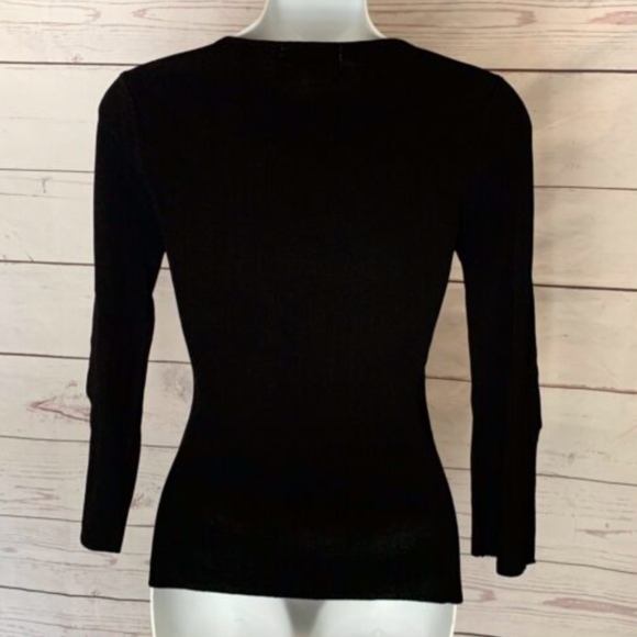 RERY Strappy Neck Rib Knit Top Split Cuff Black - Picture 5 of 8